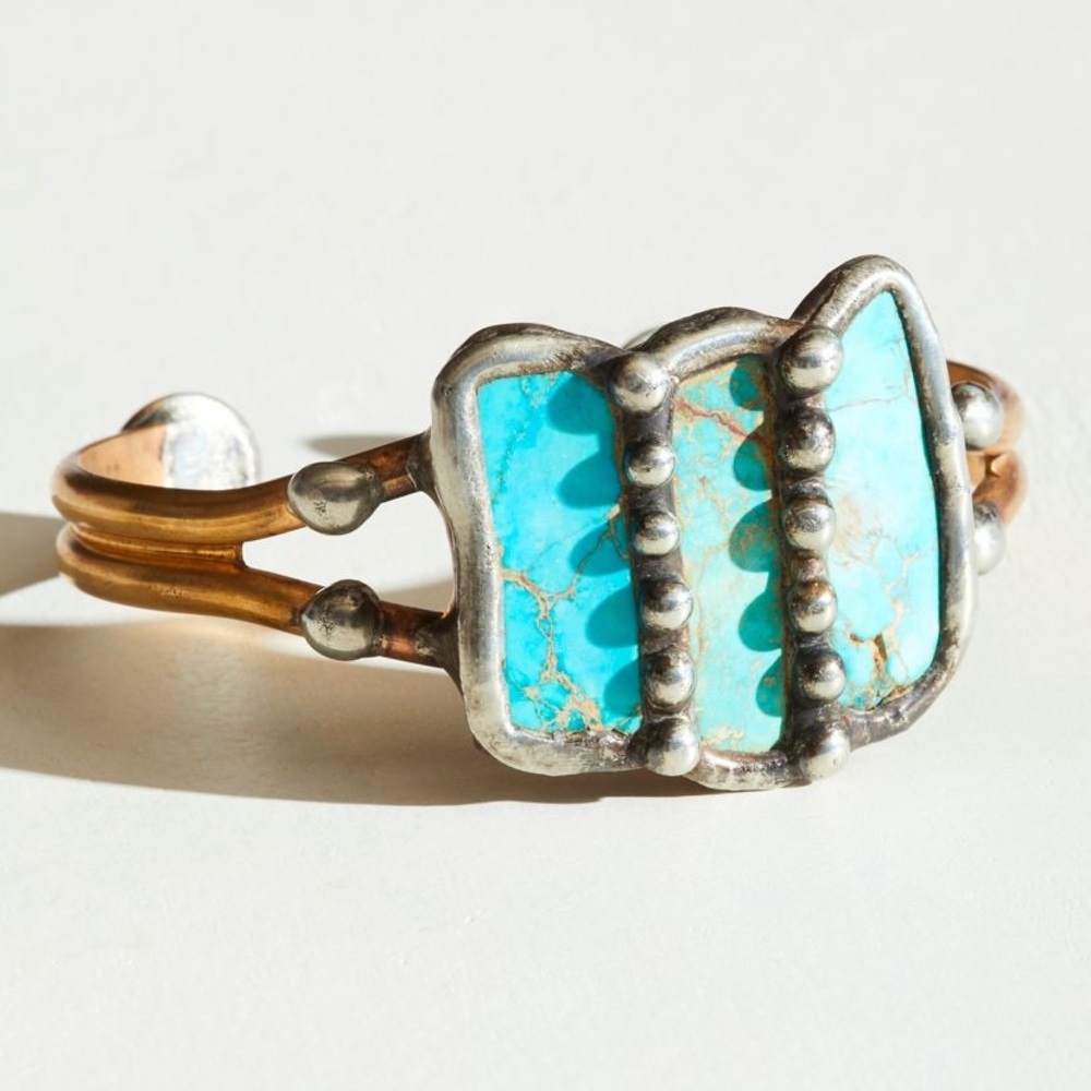 Free People Turquoise and Silver Cuff Bracelet
